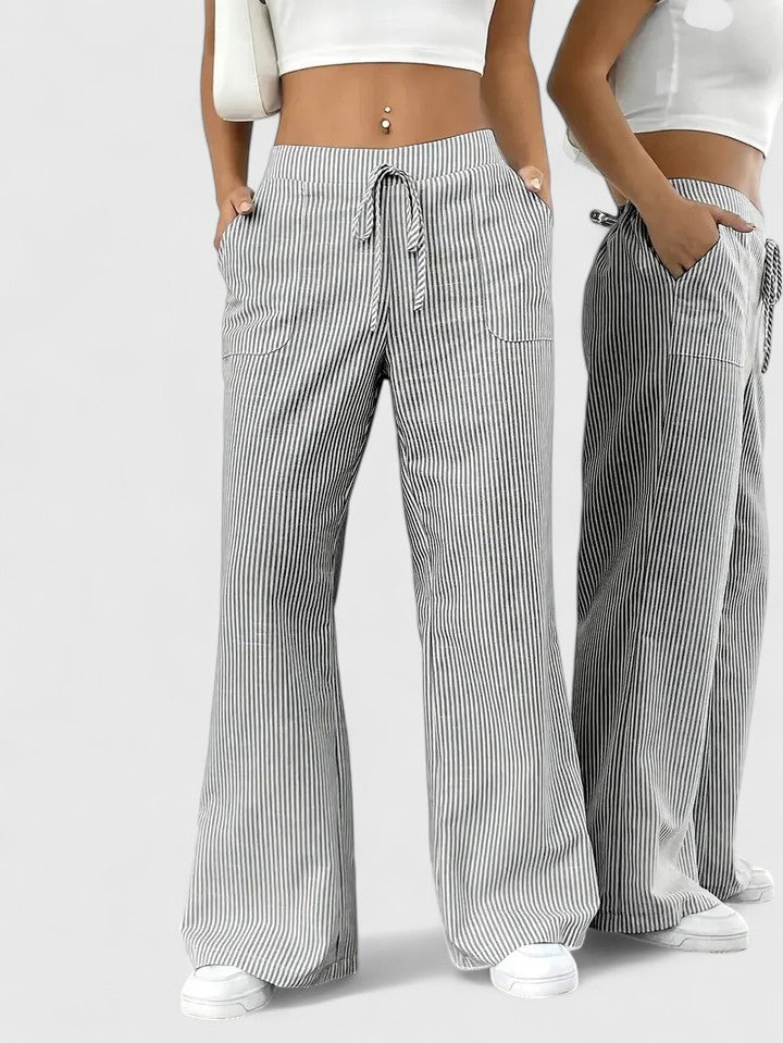 Corinne | Women’s Striped Wide Leg Linen Pants