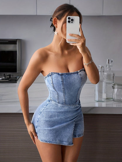 Kenzie | Women’s Strapless Denim Romper