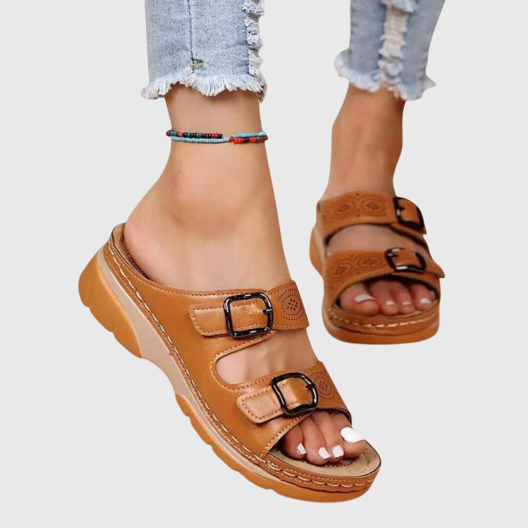 Laney | Women’s Orthopedic Buckle Strap Leather Sandals