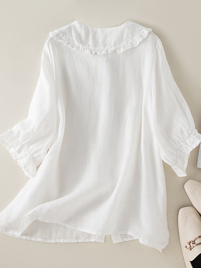 Rosalind | Women’s Loose Fit Ruffle Collar Shirt