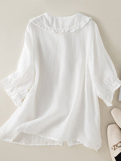 Rosalind | Women’s Loose Fit Ruffle Collar Shirt