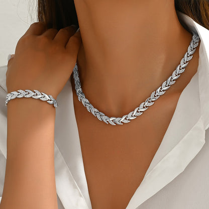 Elowen | Women’s Elegant Rhinestone Necklace Bracelet Set