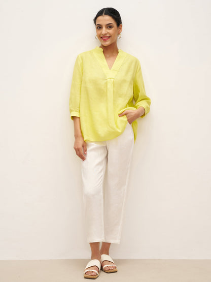 Miranda | Women’s Linen Split V-Neck Dress Blouse