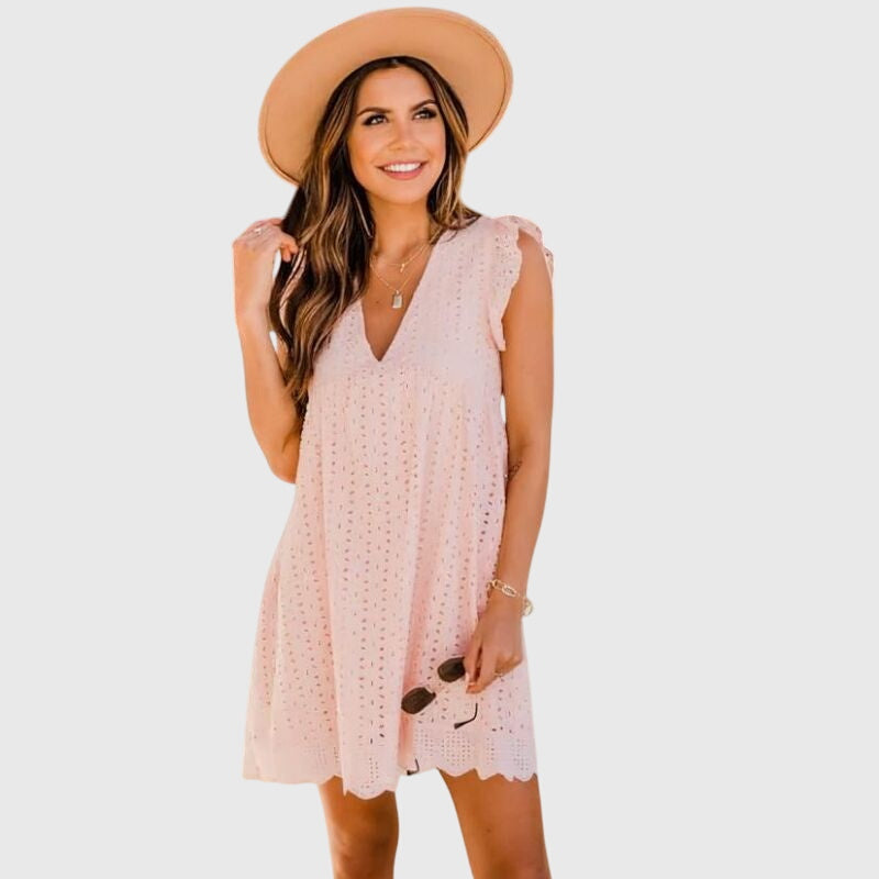 Brinley | Women’s Eyelet V-Neck Summer Dress
