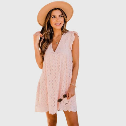 Brinley | Women’s Eyelet V-Neck Summer Dress