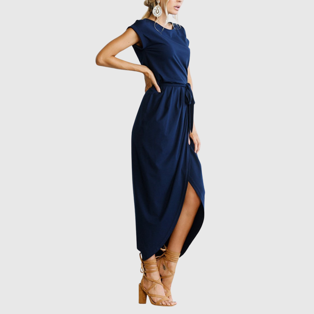 Ember | Women’s Casual Belted Tulip Hem Midi Dress