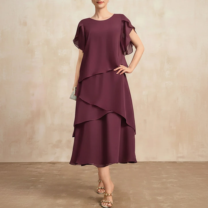 Violetta | Women’s Classic Layered Chiffon Midi Dress