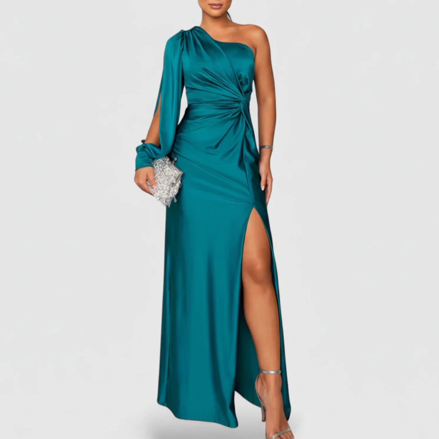Vivienne | Women’s Elegant Satin Slit Maxi Dress