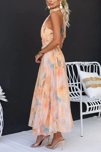 Cassia | Women’s Summer Halter Floral Maxi Dress