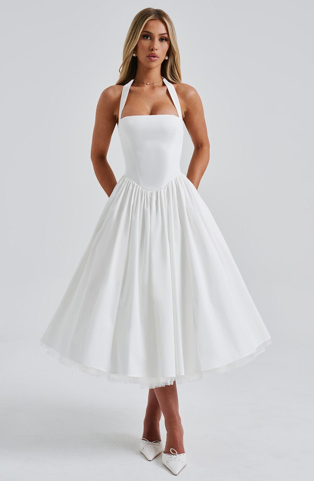 Talia | Women’s Wedding Halter Midi Dress