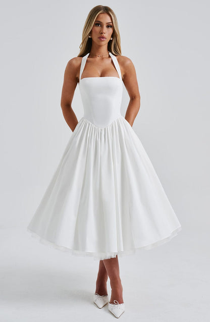 Talia | Women’s Wedding Halter Midi Dress
