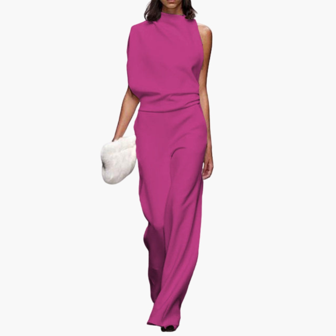 Tatum | Women’s Round Neck Sleeveless Wide-Leg One-Piece Jumpsuit
