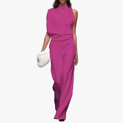Tatum | Women’s Round Neck Sleeveless Wide-Leg One-Piece Jumpsuit