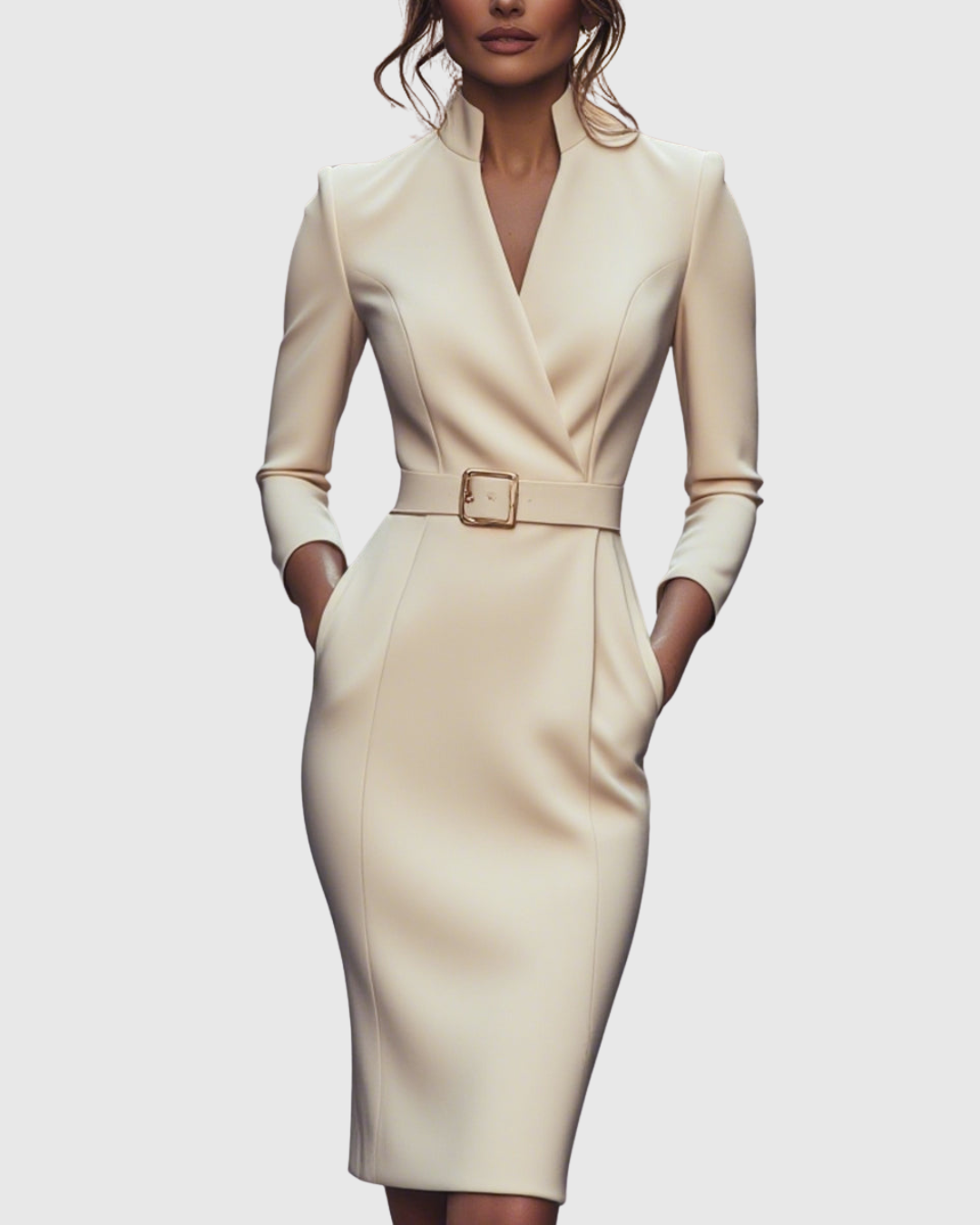 Veronica | Women’s Belted Collared Midi Dress