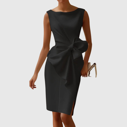 Isla | Women’s Sleek Sleeveless Knot-Front Midi Dress