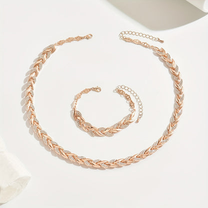 Elowen | Women’s Elegant Rhinestone Necklace Bracelet Set