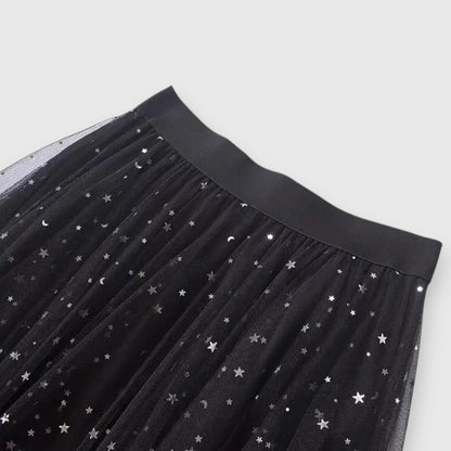 Rosalie | Women’s Sparkle Mesh Handkerchief Hem Skirt