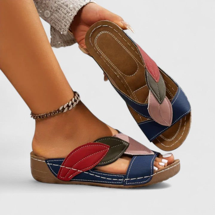 Samantha | Women’s Orthopedic Colorblock Comfort Slide Sandals