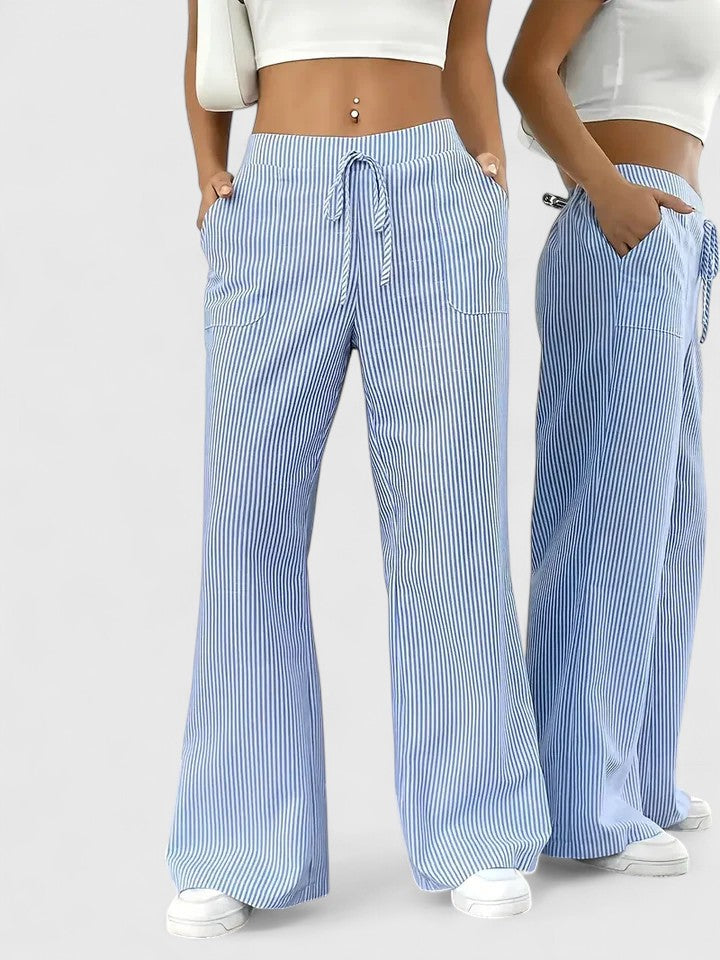 Corinne | Women’s Striped Wide Leg Linen Pants