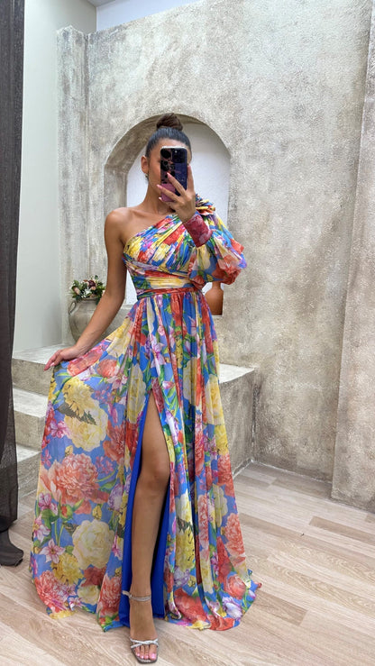 Elowen | Women’s Elegant Floral High Slit Maxi Dress