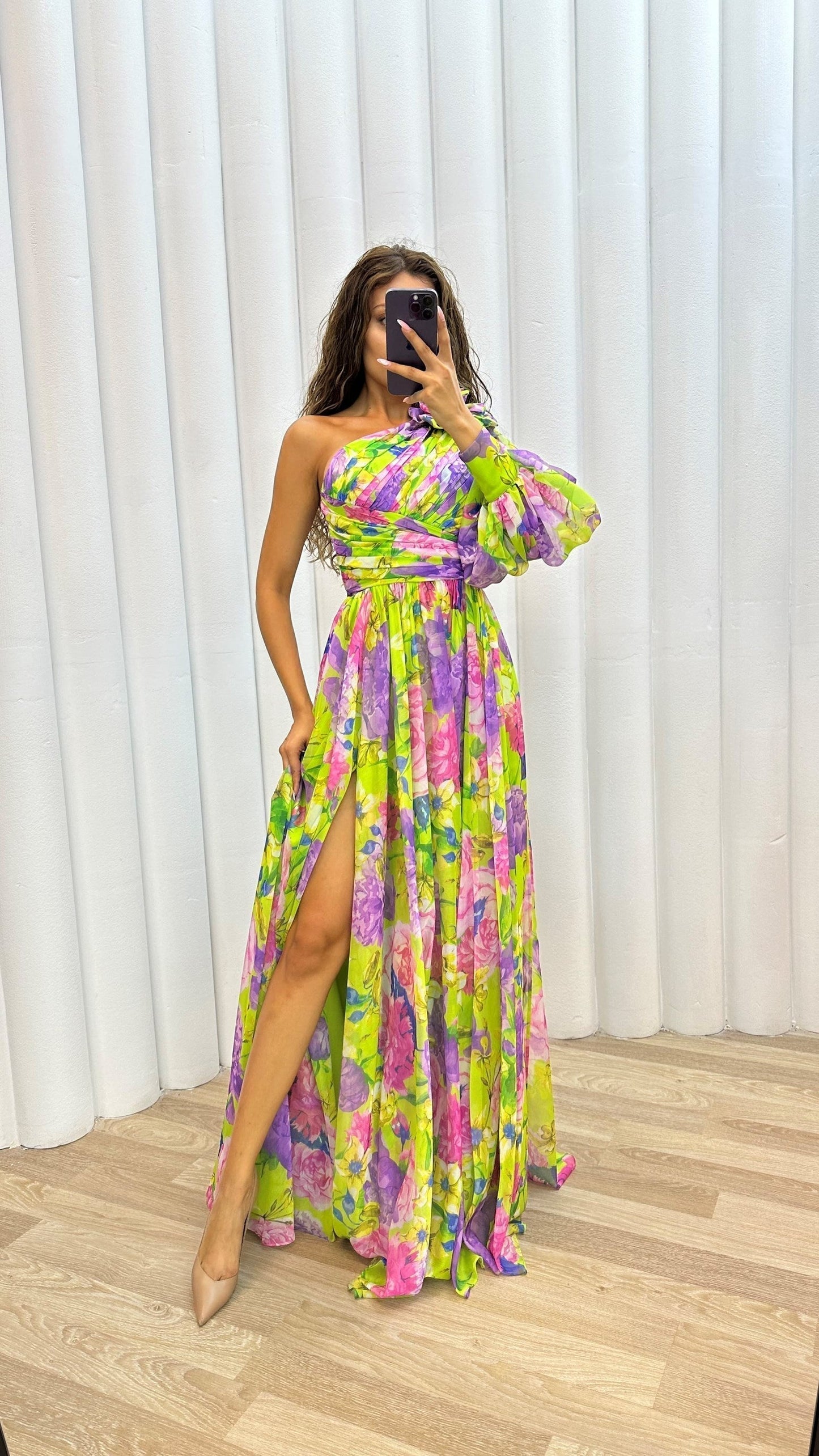 Elowen | Women’s Elegant Floral High Slit Maxi Dress