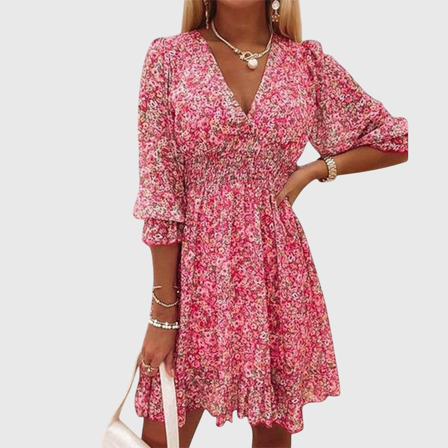 Everly | Women’s Floral Puff Sleeve Ruffle Dress