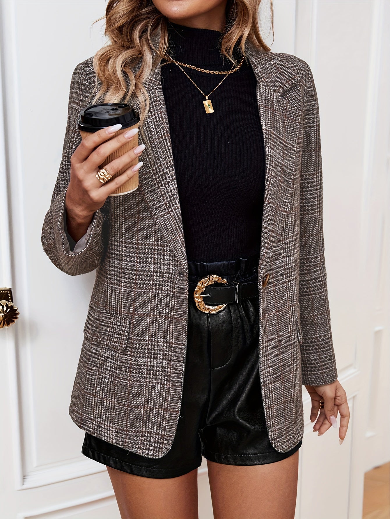 Smith | Women’s Modern Plaid Long Sleeve Blazer