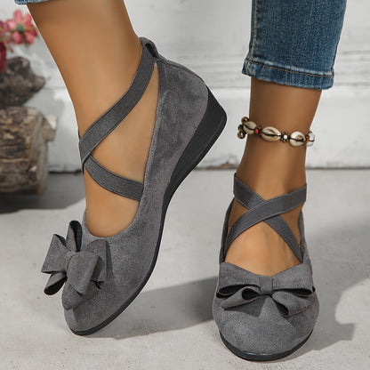 Isolde | Women’s Sophisticated Bow Detail Wedge Loafers