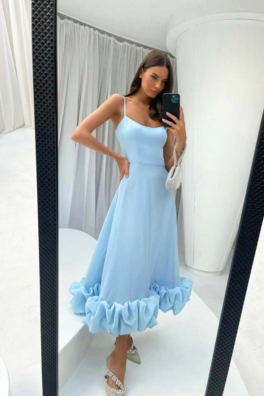 Celeste | Women’s Elegant Ruffle Hem Wedding Guest Dress