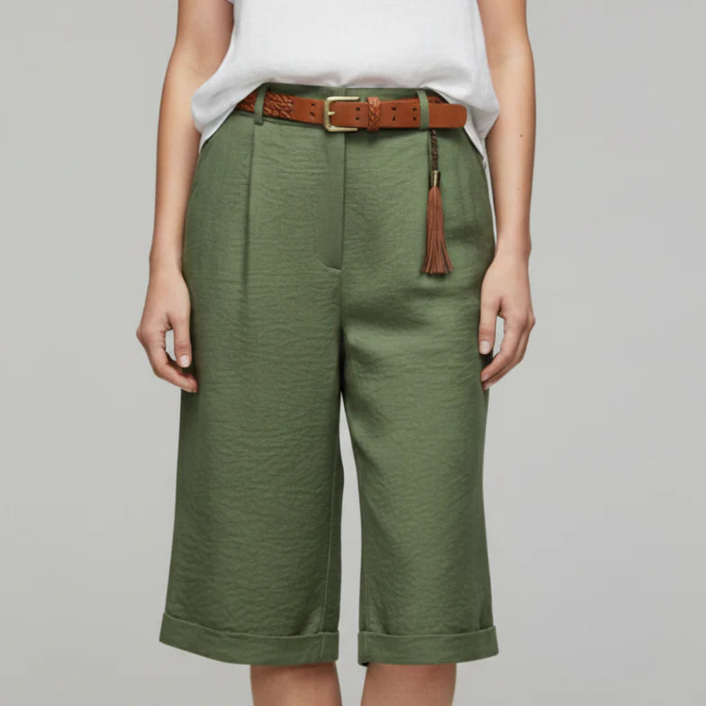 Rosalie | Women’s High Waist Tailored Casual Shorts with Rolled Hem