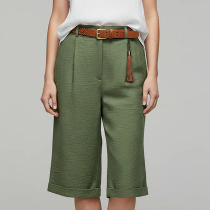 Rosalie | Women’s High Waist Tailored Casual Shorts with Rolled Hem