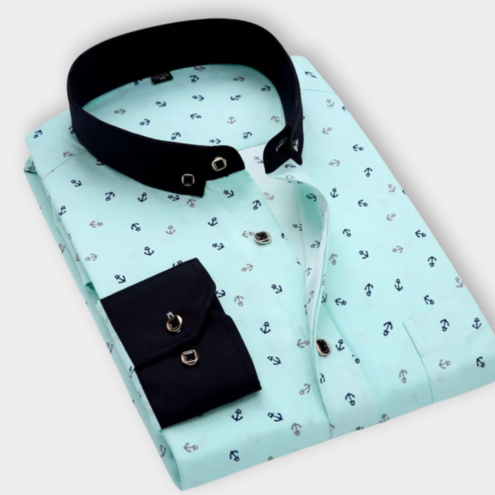 Blaine | Men’s Maritime Print Classic Button Up Shirt