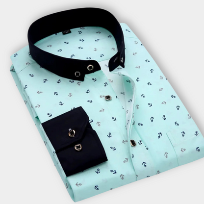 Blaine | Men’s Maritime Print Classic Button Up Shirt
