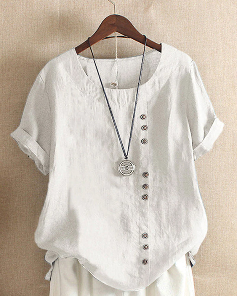 Haley | Women’s Summer Button Detail Casual Blouse
