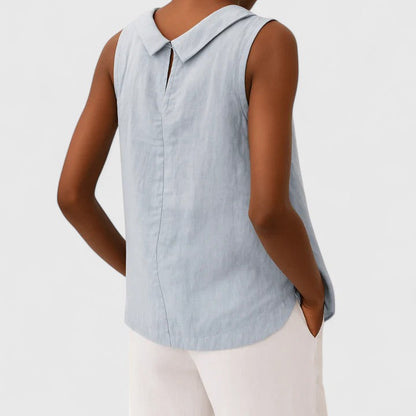 Florence | Women’s Roll Collar Sleeveless Linen Top