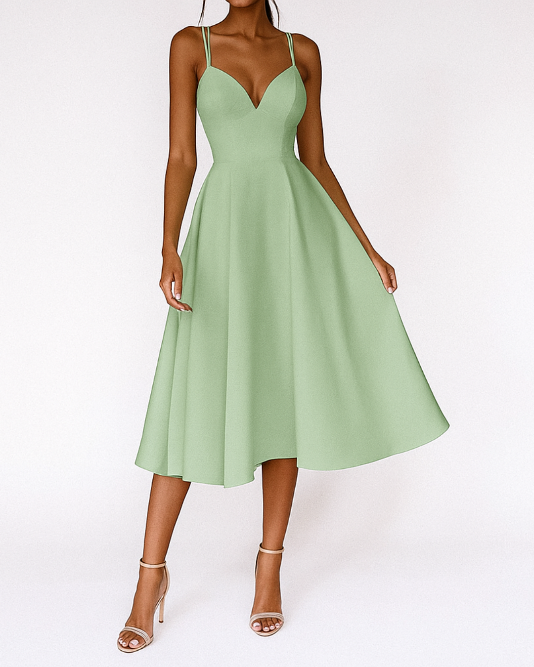 Adeline | Women’s Wedding Strappy Midi Dress