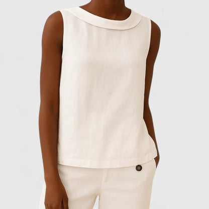 Florence | Women’s Roll Collar Sleeveless Linen Top