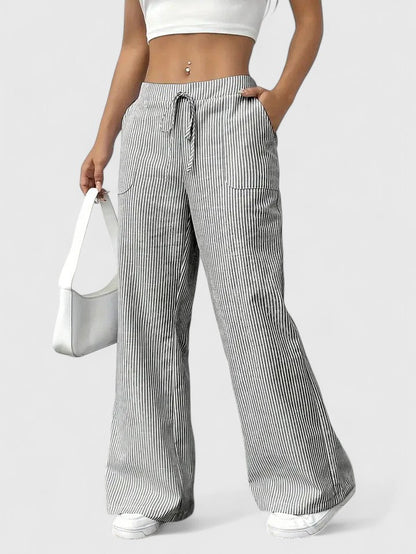 Corinne | Women’s Striped Wide Leg Linen Pants