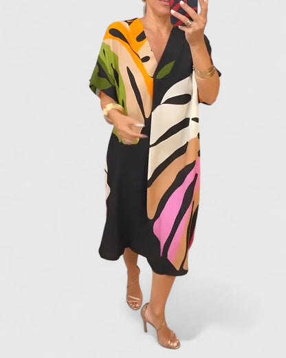 Cheyenne | Women’s Comfortable Abstract Print Midi Dress