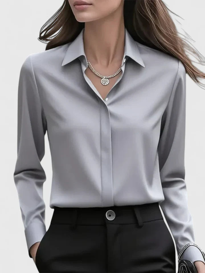 Celestine | Women’s Elegant Satin Button Up Blouse