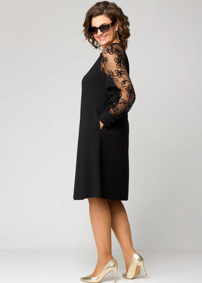 Edlyn | Women’s Elegant Lace Sleeve Midi Dress