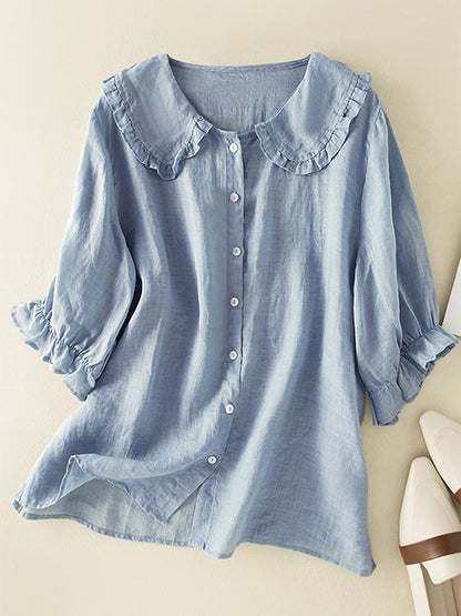 Rosalind | Women’s Loose Fit Ruffle Collar Shirt