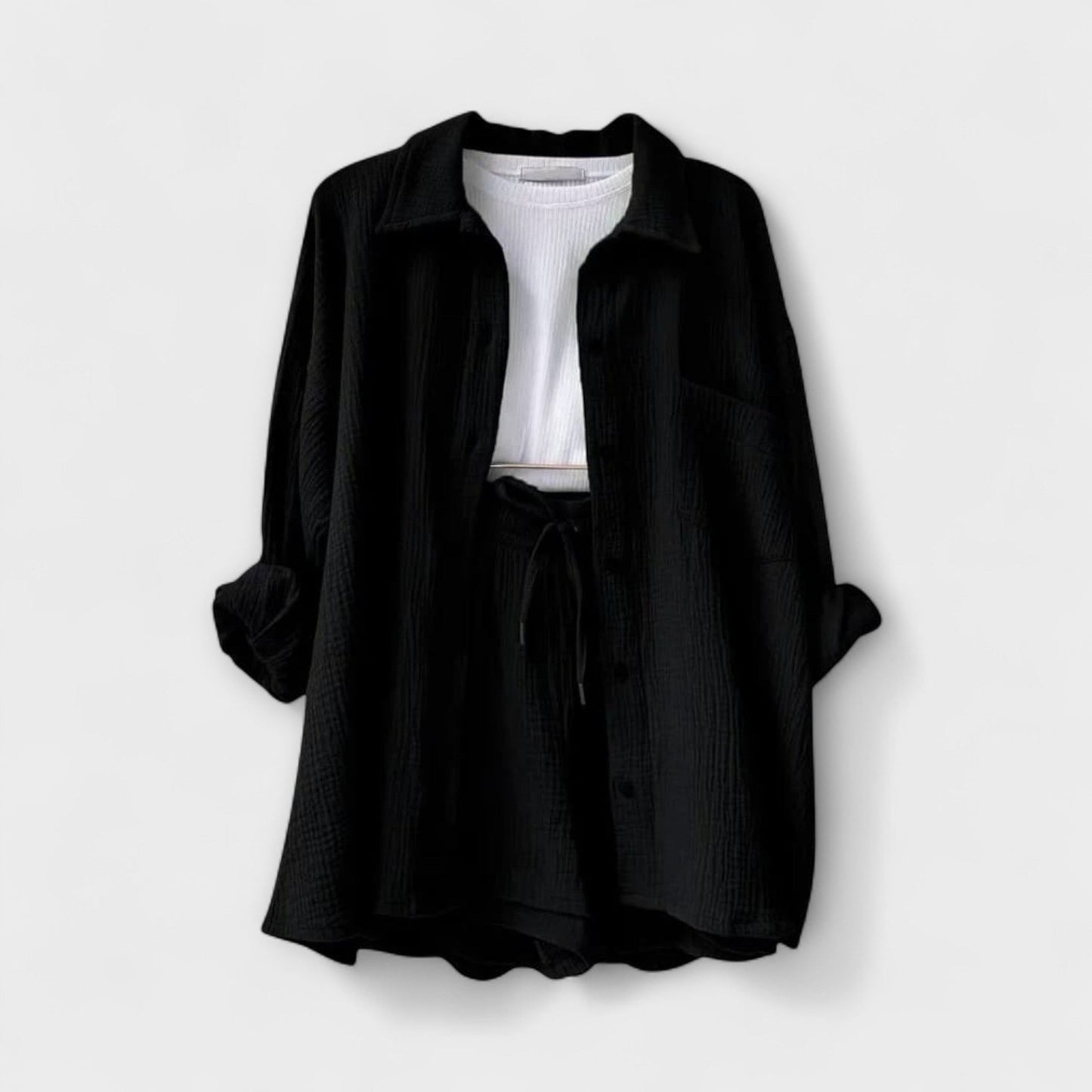 Jane | Women’s Elegant Linen Shirt And Shorts Co-Ord Set