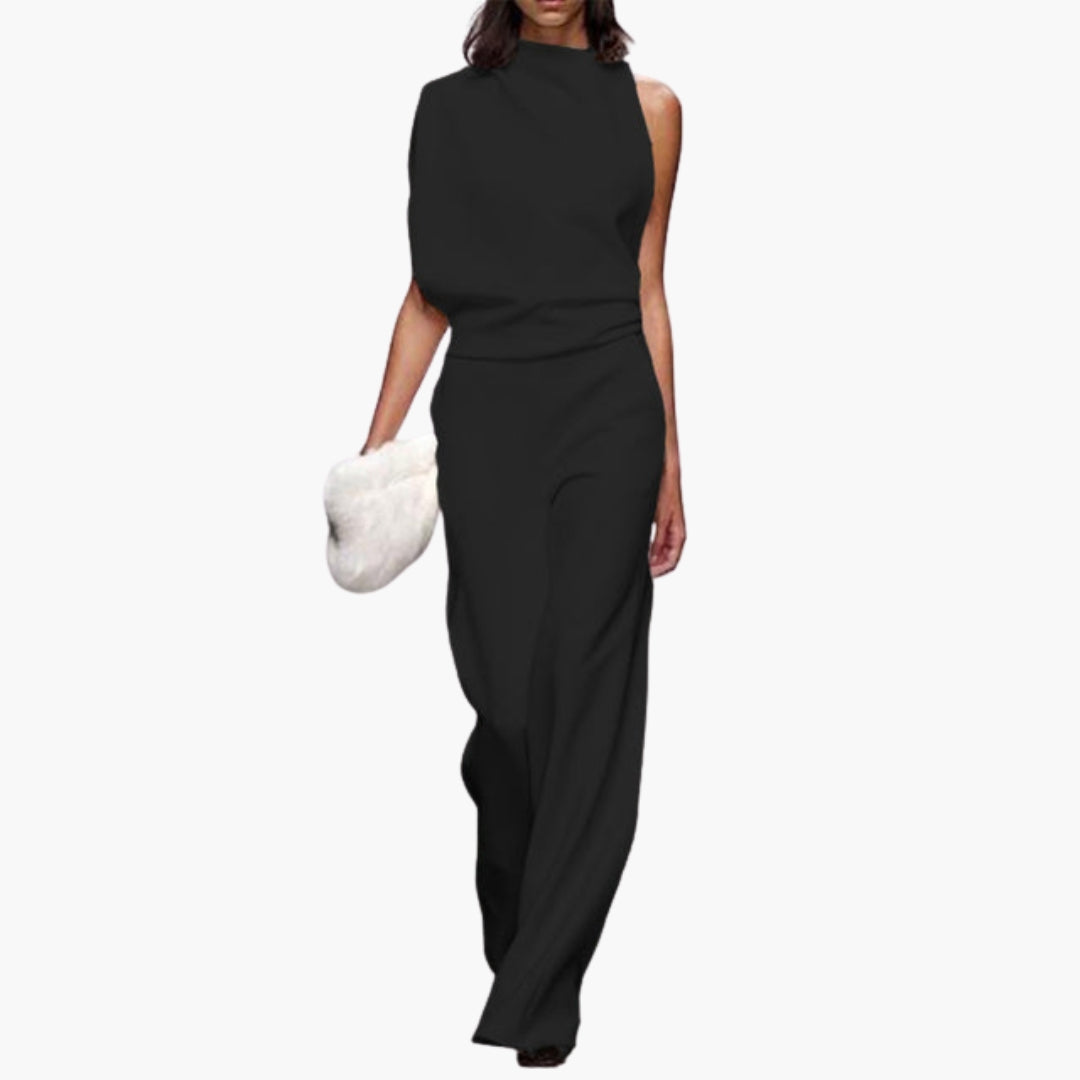 Tatum | Women’s Round Neck Sleeveless Wide-Leg One-Piece Jumpsuit
