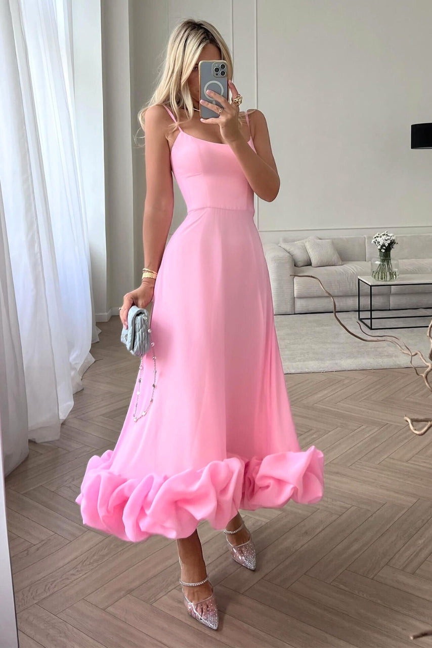 Celeste | Women’s Elegant Ruffle Hem Wedding Guest Dress