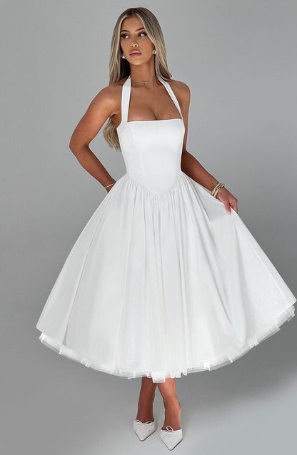 Talia | Women’s Wedding Halter Midi Dress