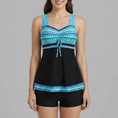 Aubree | Women’s Printed Tankini Set with Swim Shorts
