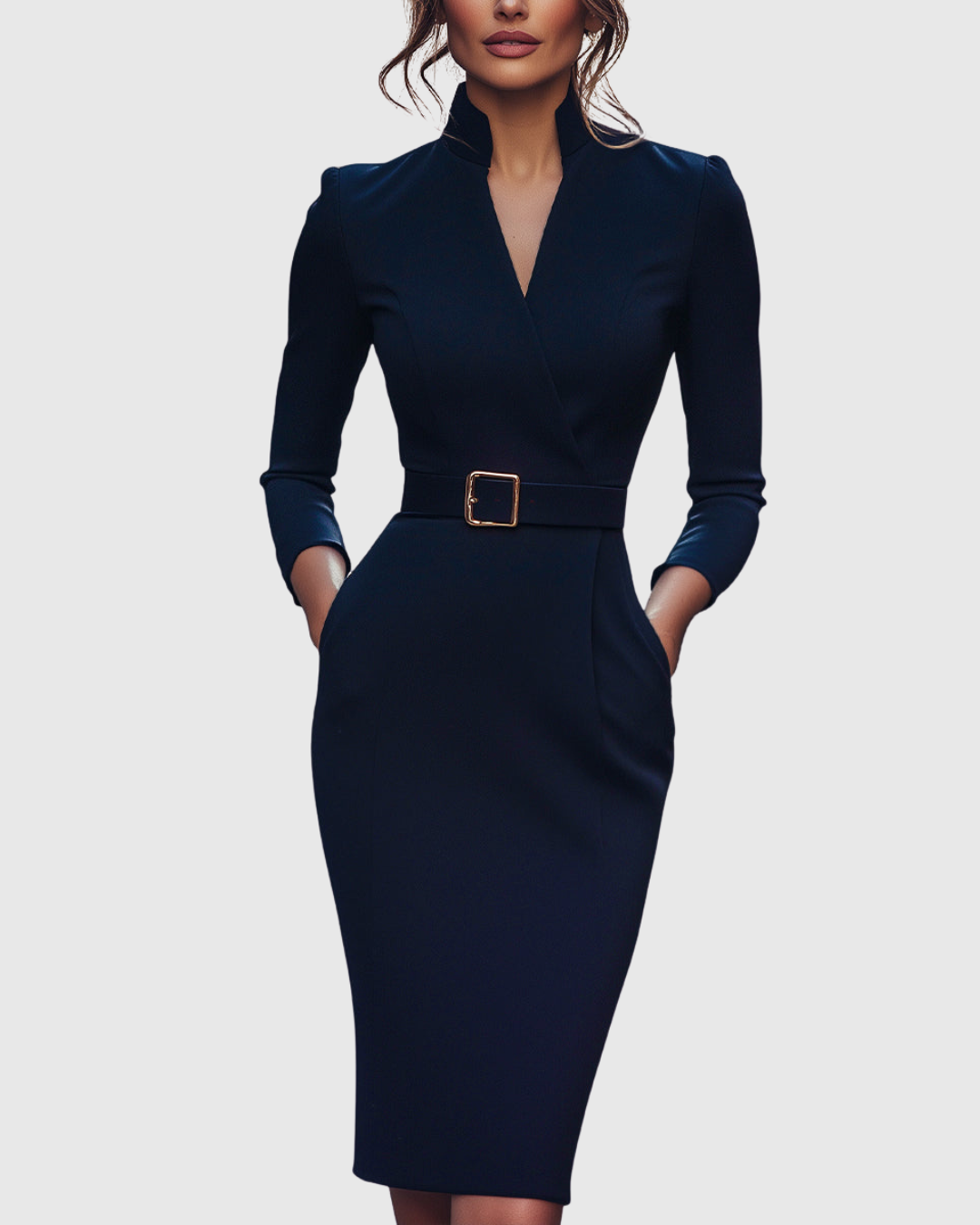 Veronica | Women’s Belted Collared Midi Dress