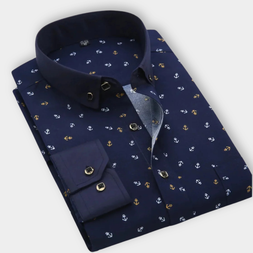 Blaine | Men’s Maritime Print Classic Button Up Shirt