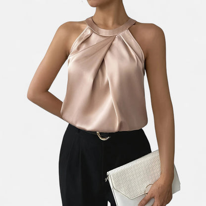 Brynn | Women’s Elegant Draped Pleated Halter Tank